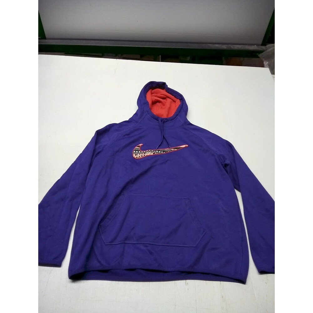 Nike Therma-Fit Embroidered Center Swoosh Hoodie Sweatshirt Woman's Large Purple